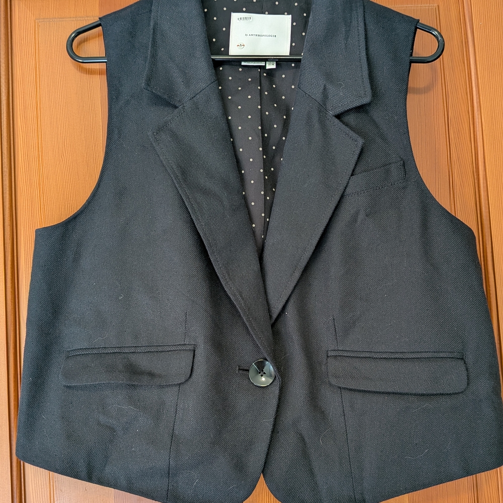 Anthropologie Black Tailored Vest